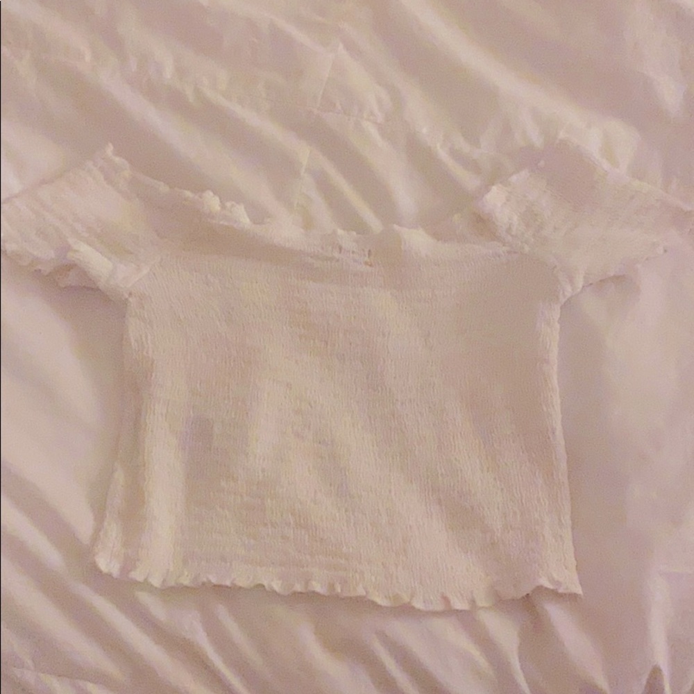 White smocked crop top urban outfitters